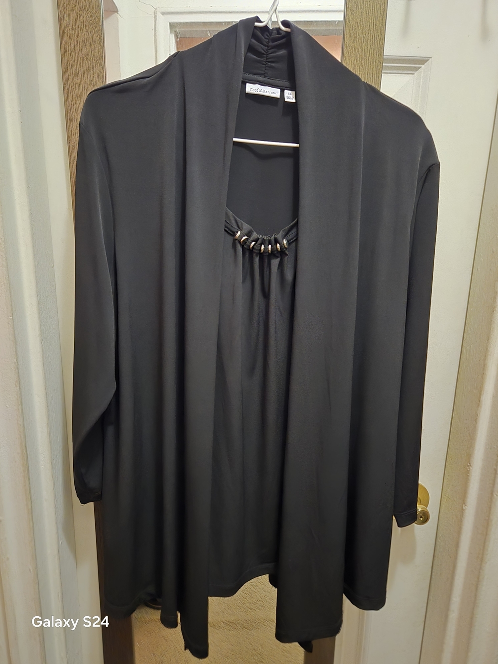 Croft & Barrow Black Draped Tunic with Accent Beads